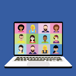 Hello I am here! Video conferences logo